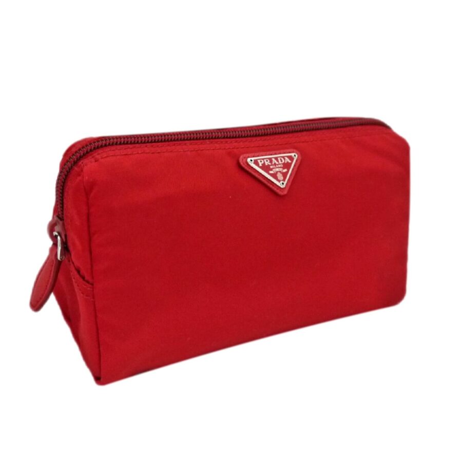 Prada Tessuto Rosso Red Nylon Large Costmetic Case Clutch Bag | Studio Nafay
