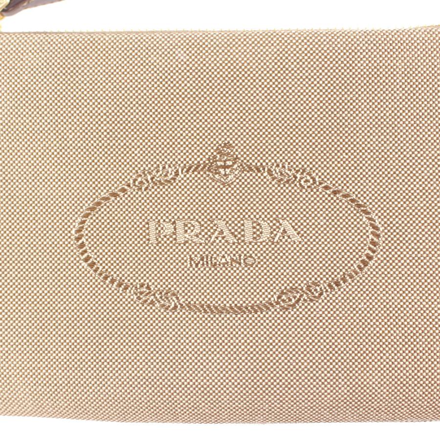 Prada Logo Jacquard Beige Toile Petit Plat Pochette Sac