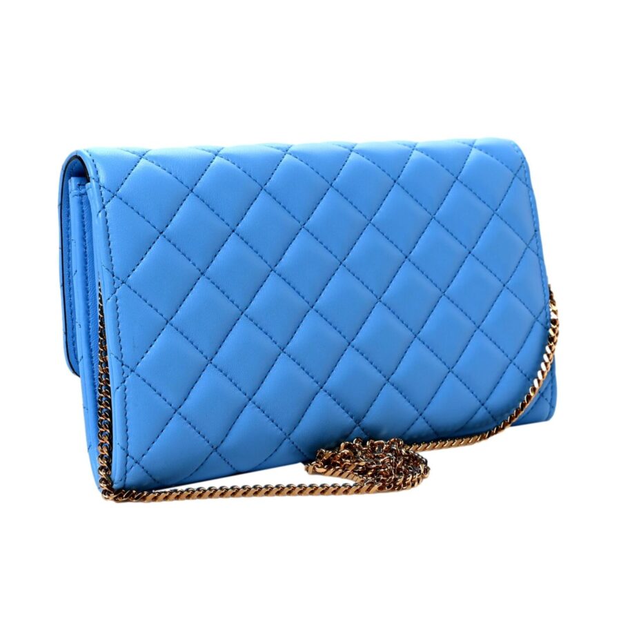 Versace La Medusa Blue Quilted Lamb Leather Crossbody Clutch Bag | Studio Nafay