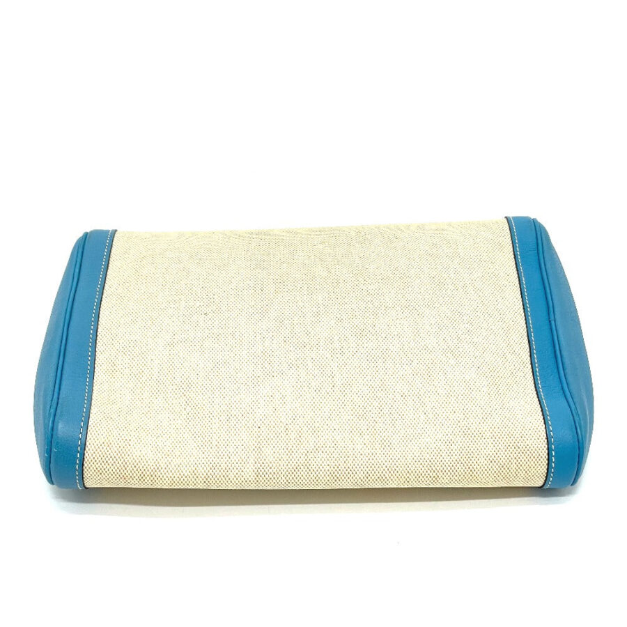 HERMES Clutch bag Toile Ash / Taurillon Clemence blue Equi Pouch Women | Studio Nafay