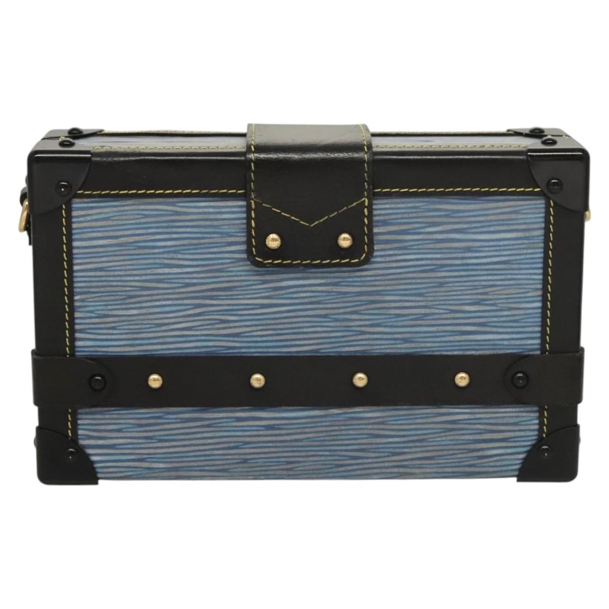 Louis Vuitton Petit Malle Blue Leather Clutch Bag ( )