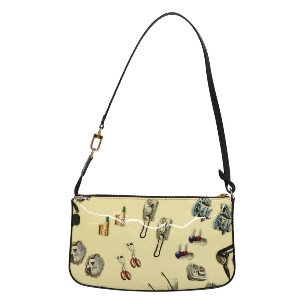 Louis Vuitton Pochette Accessoire Ecru Patent Leather Clutch Bag ( )