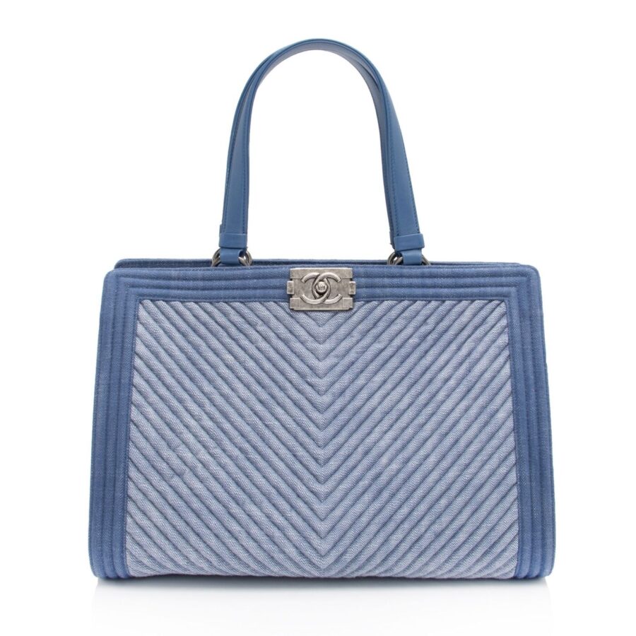 Chanel Chevron Denim Boy Tote | Studio Nafay