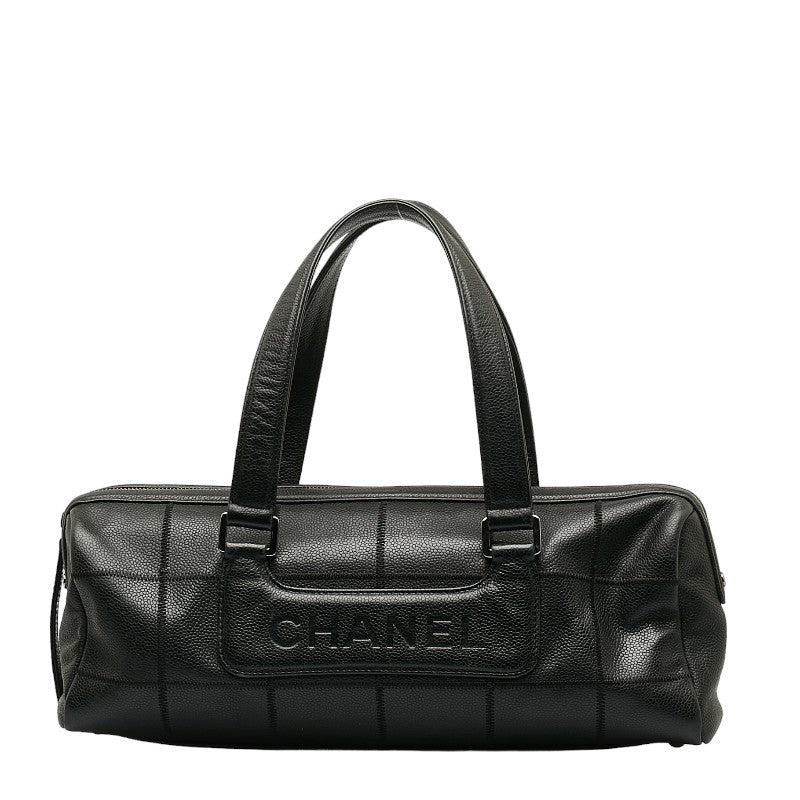Chanel Chocolate Bar Logo Mini Boston Bag Handbag Black Caviar S CHANEL | Studio Nafay