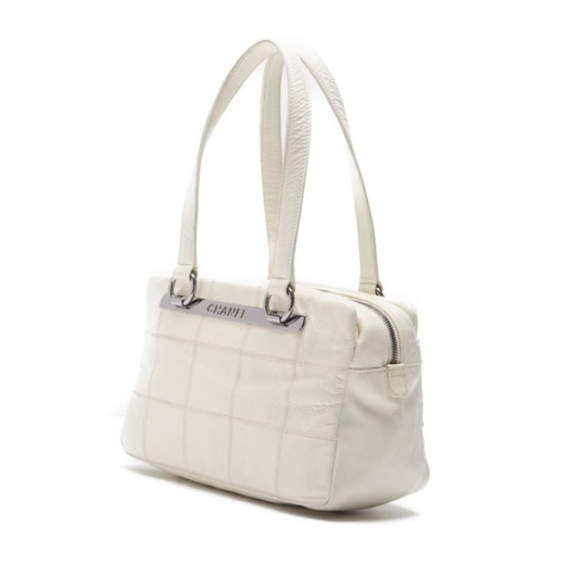 CHANEL Chocolate Bar Mini Boston Bag Handbag Caviar S White (Silver G) Handbag Ladies Handbag Ladies Online | Studio Nafay
