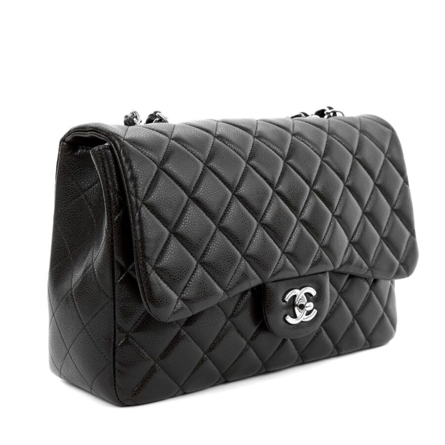 Chanel Chocolate Brown Caviar Jumbo Classic w/ Silver Hardware | Studio Nafay
