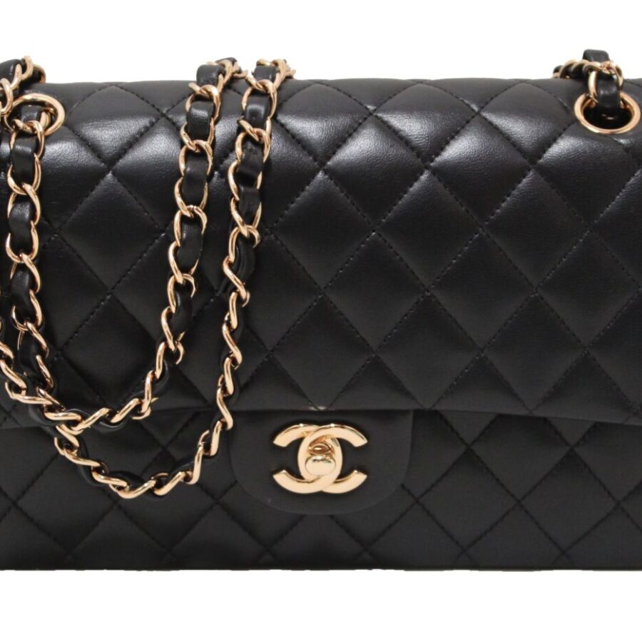 Chanel Classic Black Quilted Lambskin Leather Classic Medium Double Flap Bag | Studio Nafay