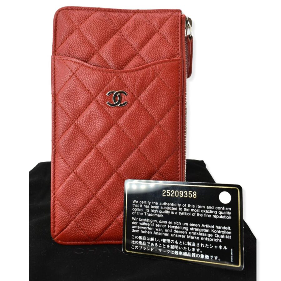 CHANEL Classic Caviar Quilted Leather Flat Wallet Pouch Red | Studio Nafay