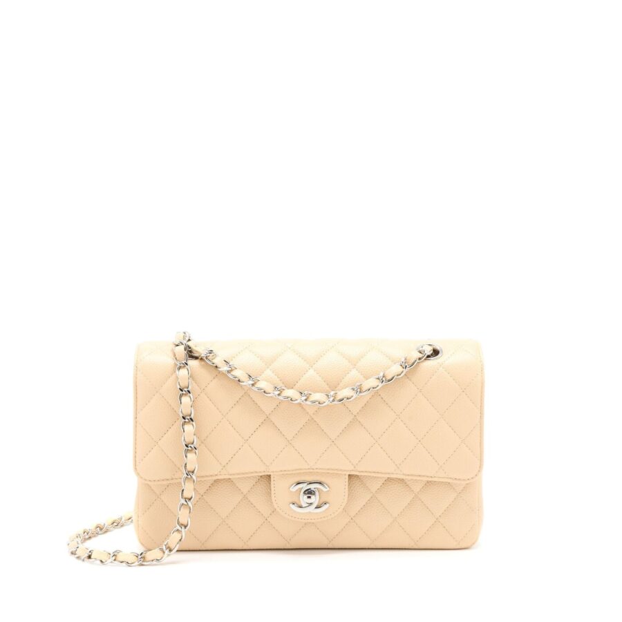 Chanel Classic Double Flap Bag Caviar Light Beige SHW | Studio Nafay
