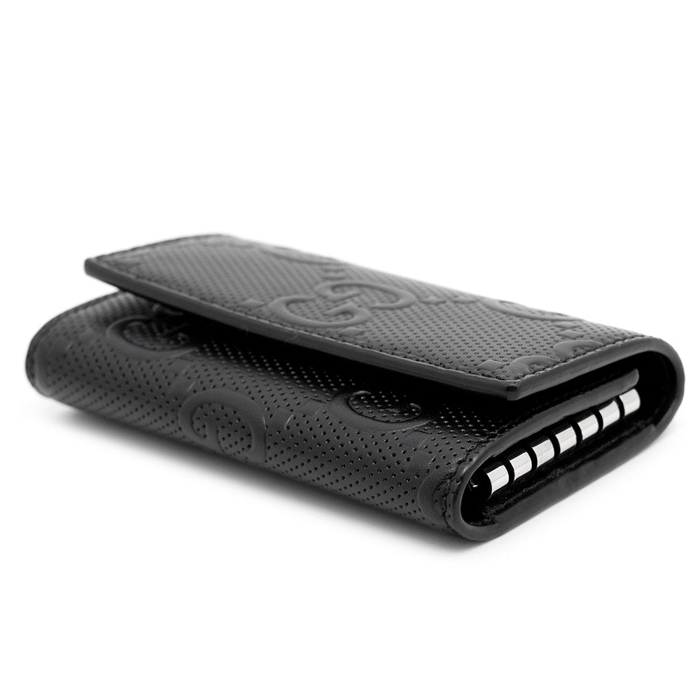 GUCCI ?GG Embossed 6-Key Case Black625565 Leather