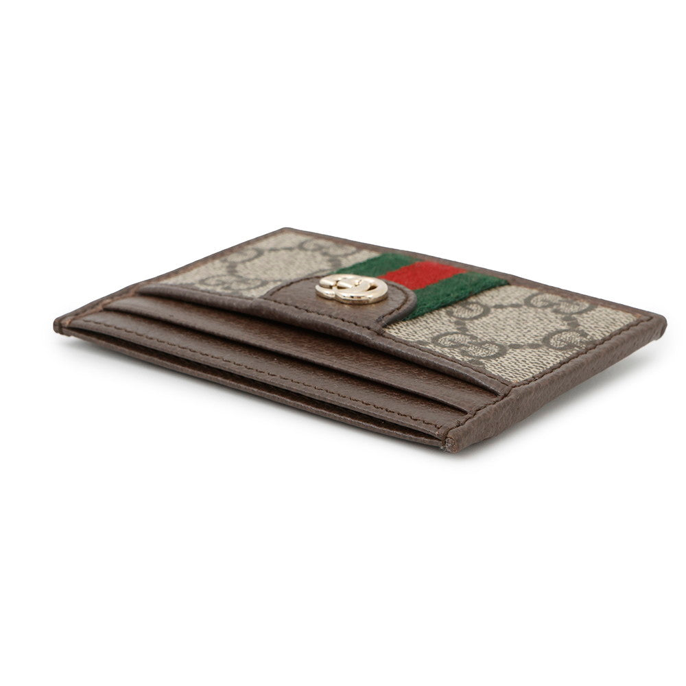 GUCCI ?GG Supreme Offdia Card Case Brown/Beige838486 Leather/PVC