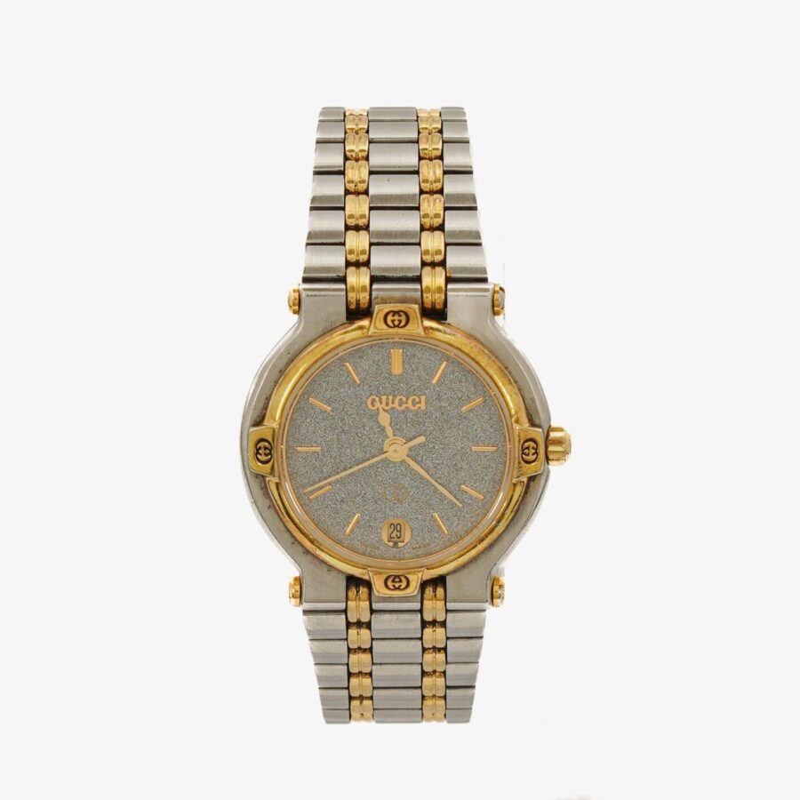 Gucci 9000 Round Stainless Steel Case With Gold-Tone Accents Watch | Studio Nafay