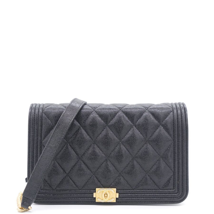 Chanel Caviar Quilted Boy Wallet on Chain WOC Black | Studio Nafay