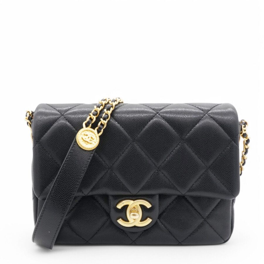 Chanel Caviar Quilted Mini Twist Your Buttons Flap Black | Studio Nafay