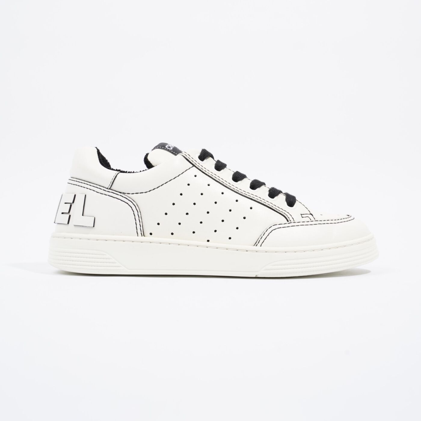 Chanel Chanel Logo White Black Calfskin Leather EU 37 UK 4