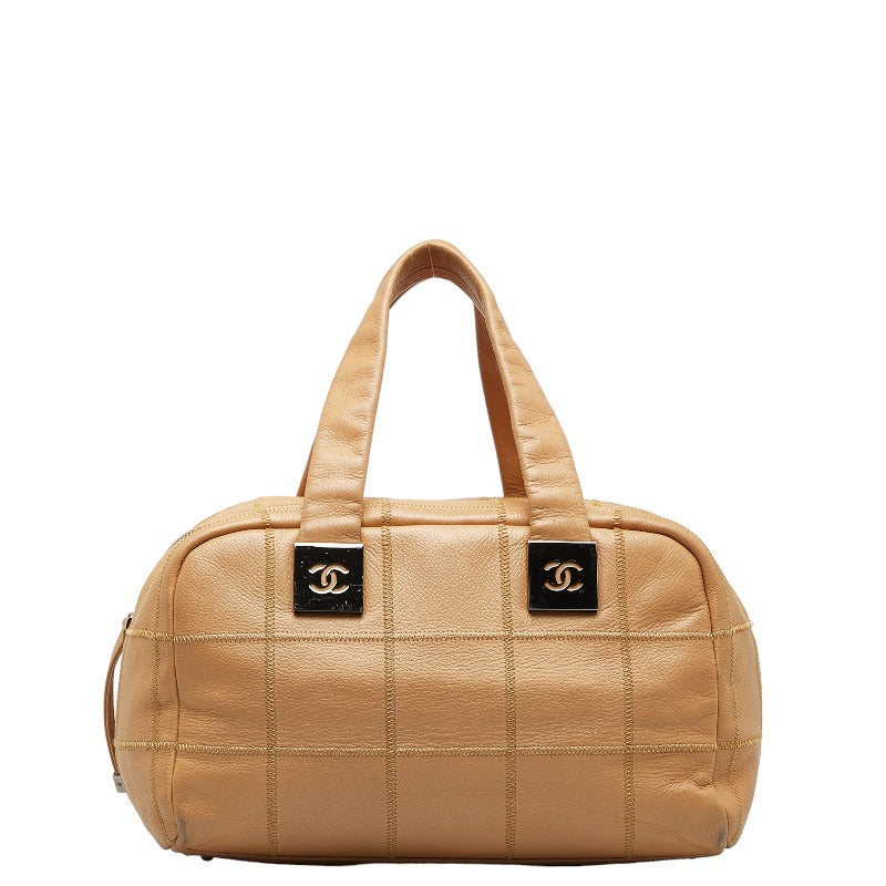 Chanel Chocolate Bar Boston Bag HandBag Beige Leather Lady Chanel | Studio Nafay