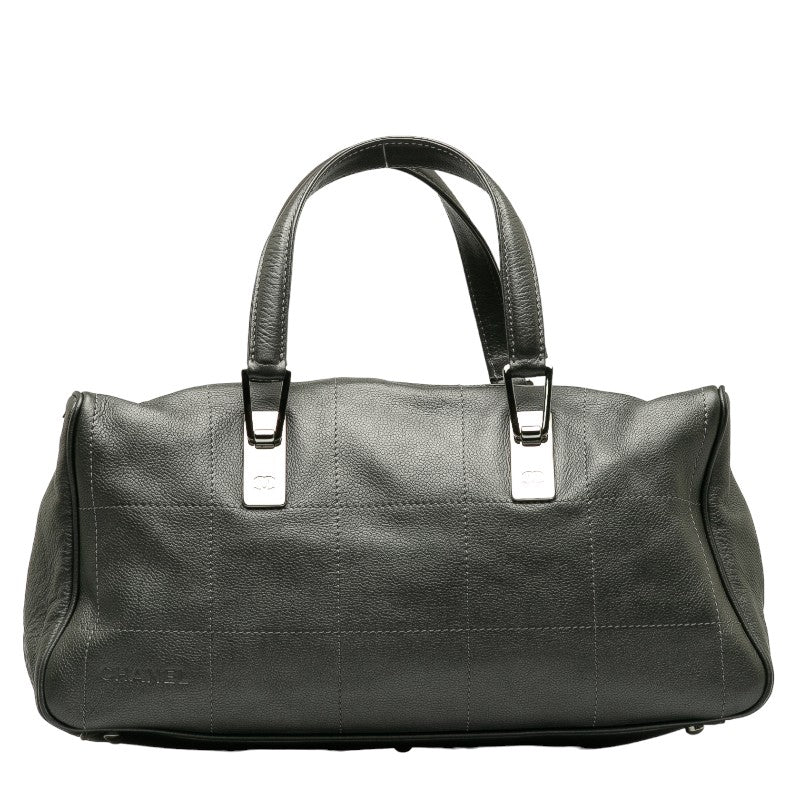 Chanel Chocolate Bar Mini Boston Bag HandBag Gray Leather Lady Chanel | Studio Nafay