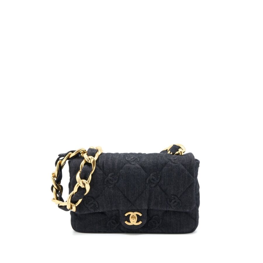 Chanel Chunky Chain Flap Bag Denim Black Brushed GHW (Microchip) | Studio Nafay