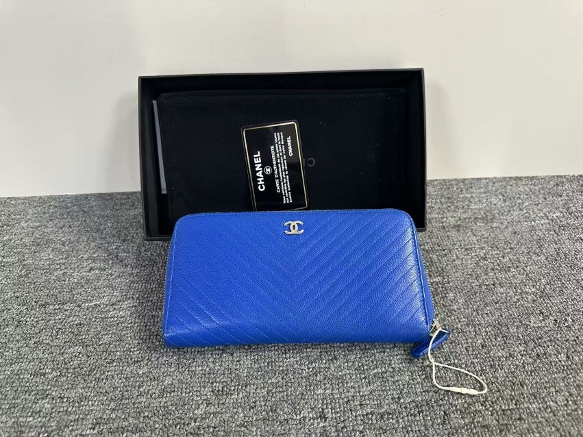 Chanel Classic Blue Wallet -, Full Set with Card | Studio Nafay