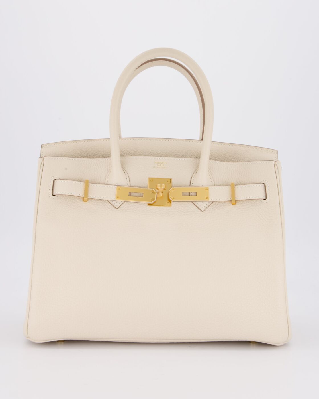 *VERY RARE* Hermes Birkin 30 Retourne Bag in Craie Togo Leather with Gold Hardware
