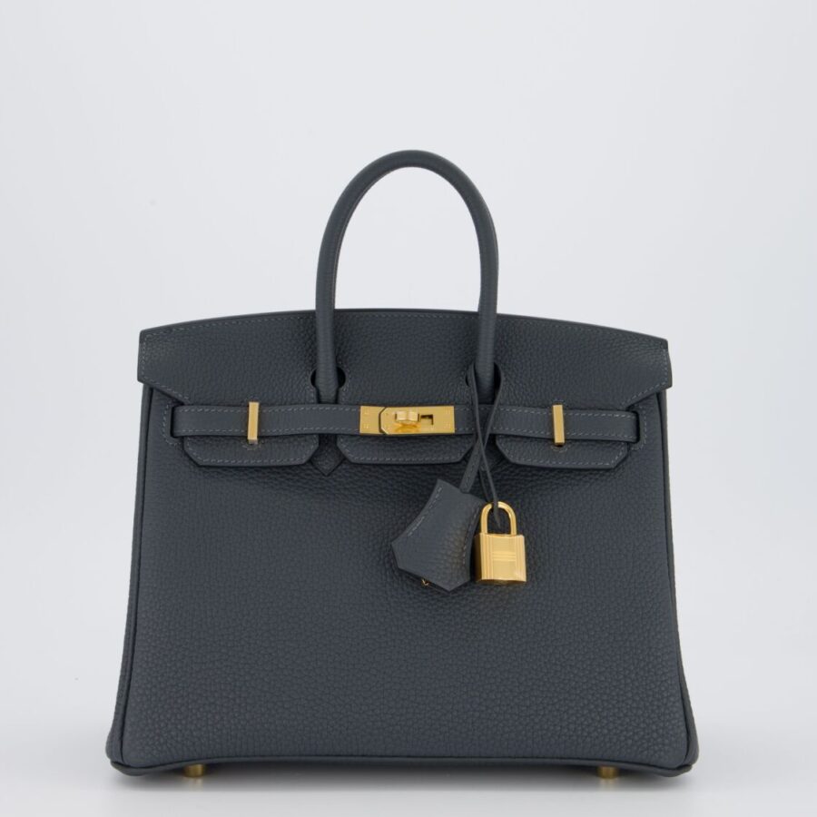*RARE* Hermes Birkin 25 Retourne Bag in Gris Misty Togo Leather with Gold Hardware | Studio Nafay