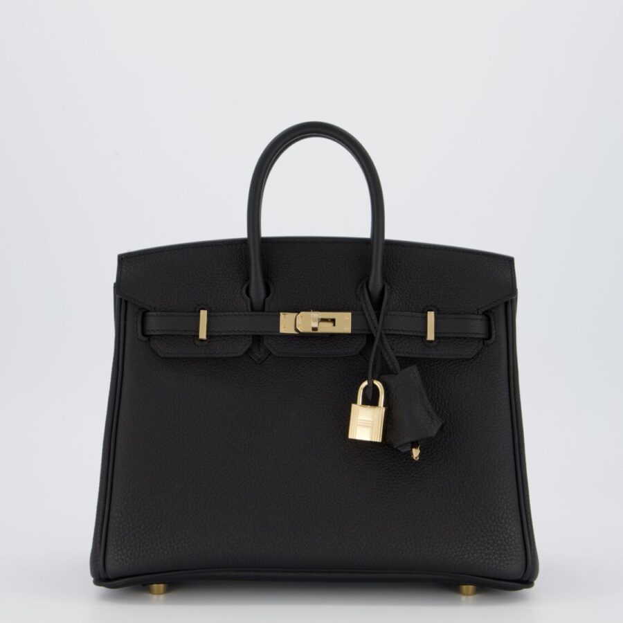 *SUPER RARE* Hermes Birkin 25 Retourne Bag in Noir Togo Leather with Permabrass Hardware | Studio Nafay