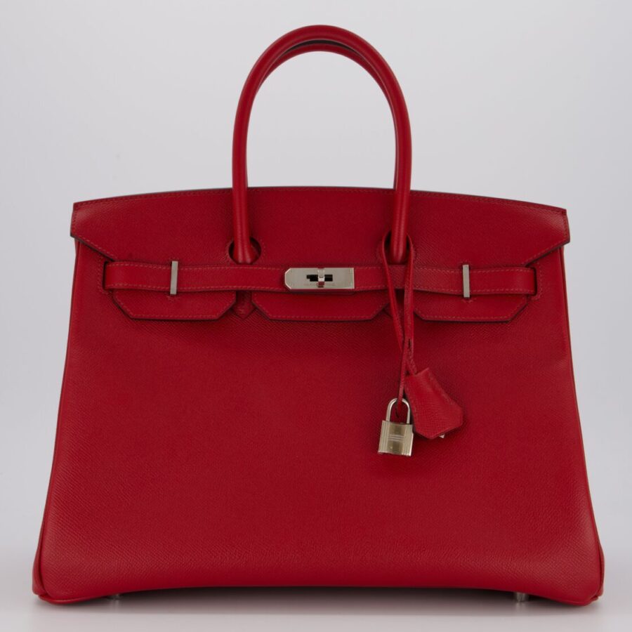 Hermes Birkin 35 Bag in Rouge Grenat Epsom Leather with Palladium Hardware | Studio Nafay