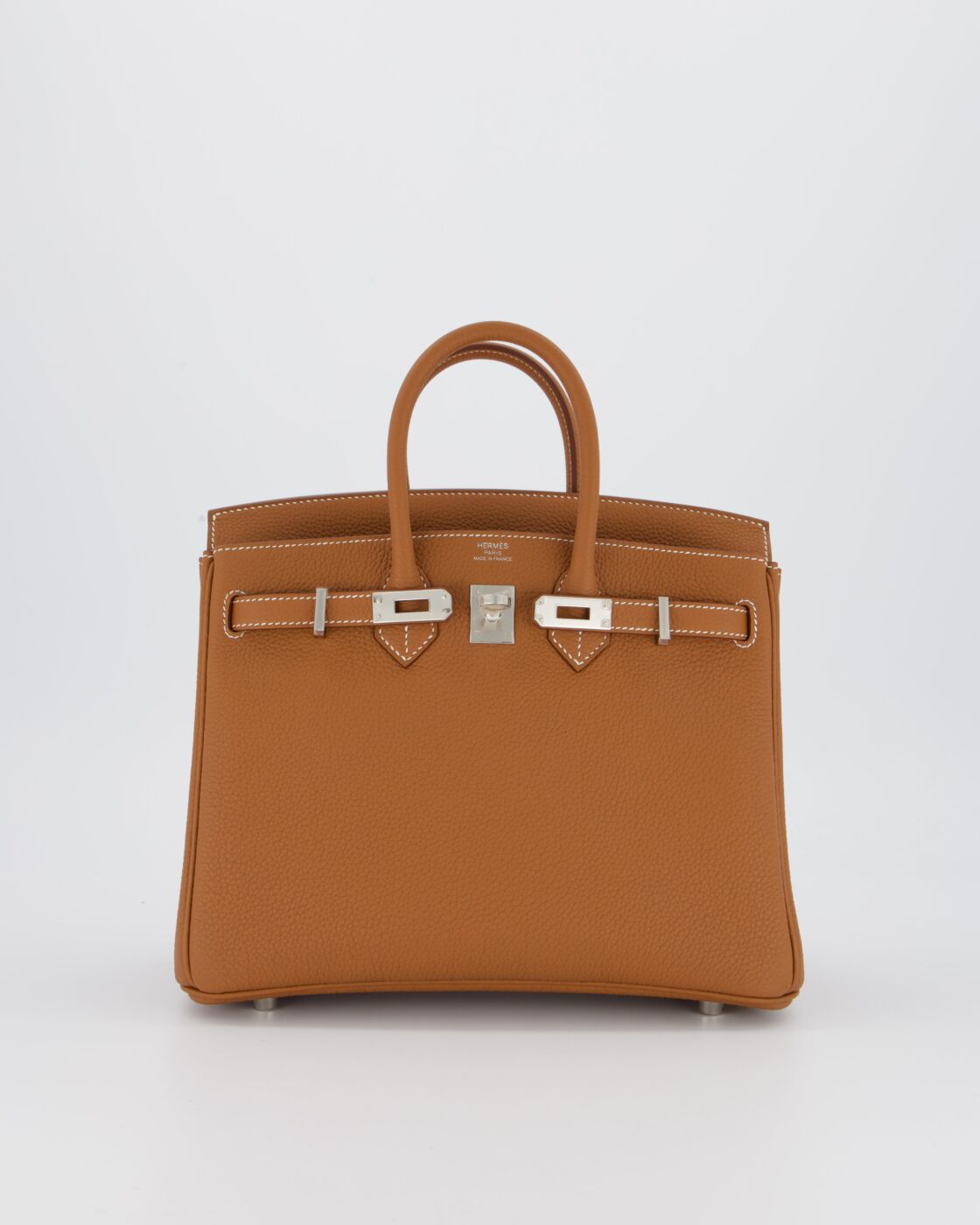 Hermes Birkin 25 Retourne Bag in Gold Togo Leather with Palladium Hardware