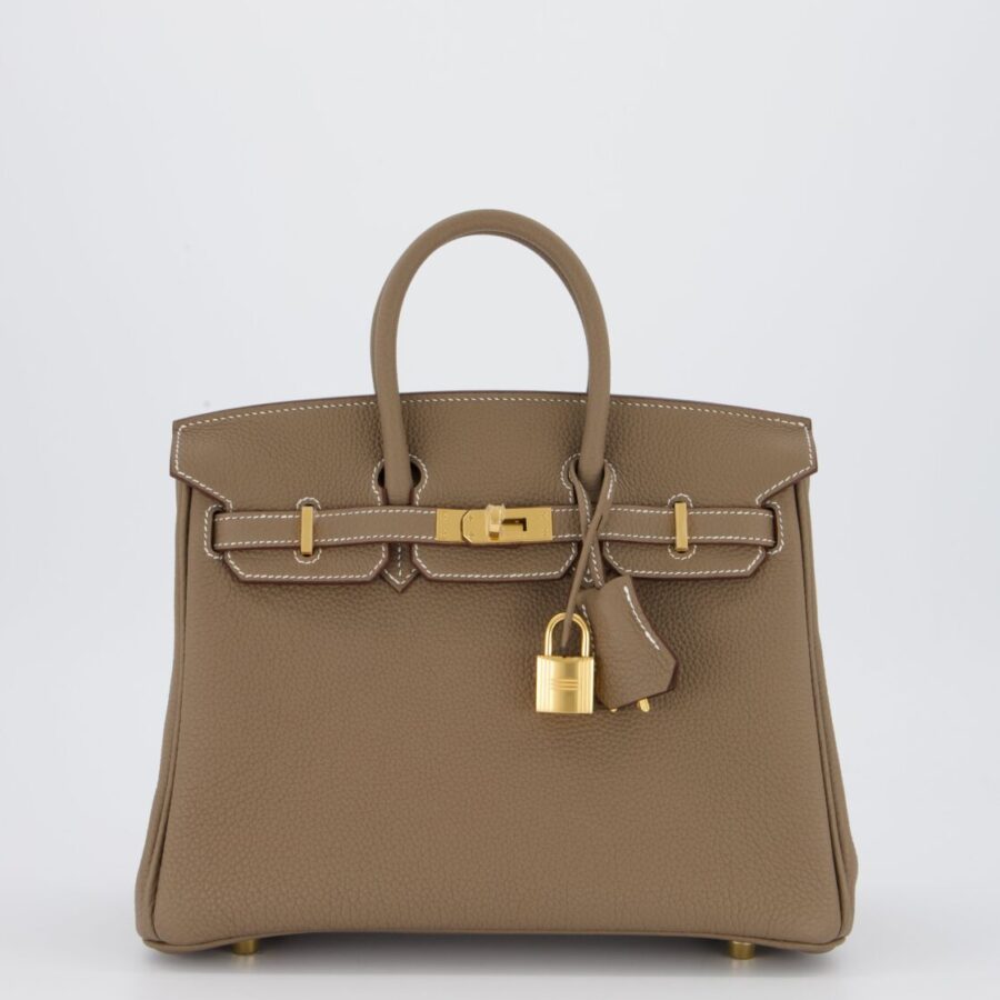 *RARE* Hermes Birkin 25 Retourne Bag in Etoupe Togo Leather with Gold Hardware | Studio Nafay