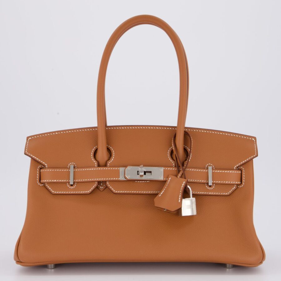 *RARE* Hermes Shoulder Birkin Light 29 Bag in Gold Evercolour Leather with Palladium Hardware | Studio Nafay