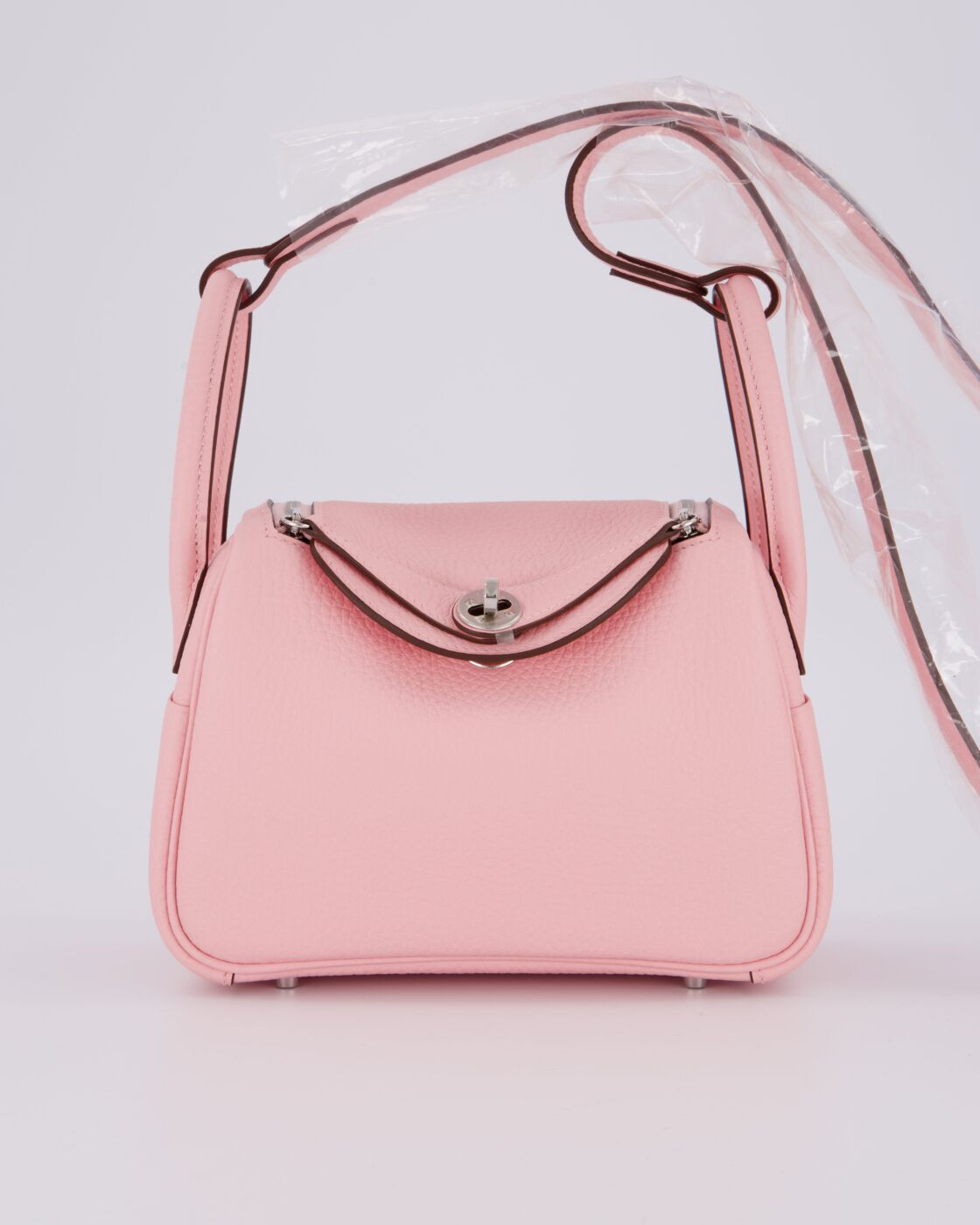 *SUPER HOT* Hermes Mini Lindy II Bag in Rose Sakura Taurillon Clemence Leder mit Palladium Hardware