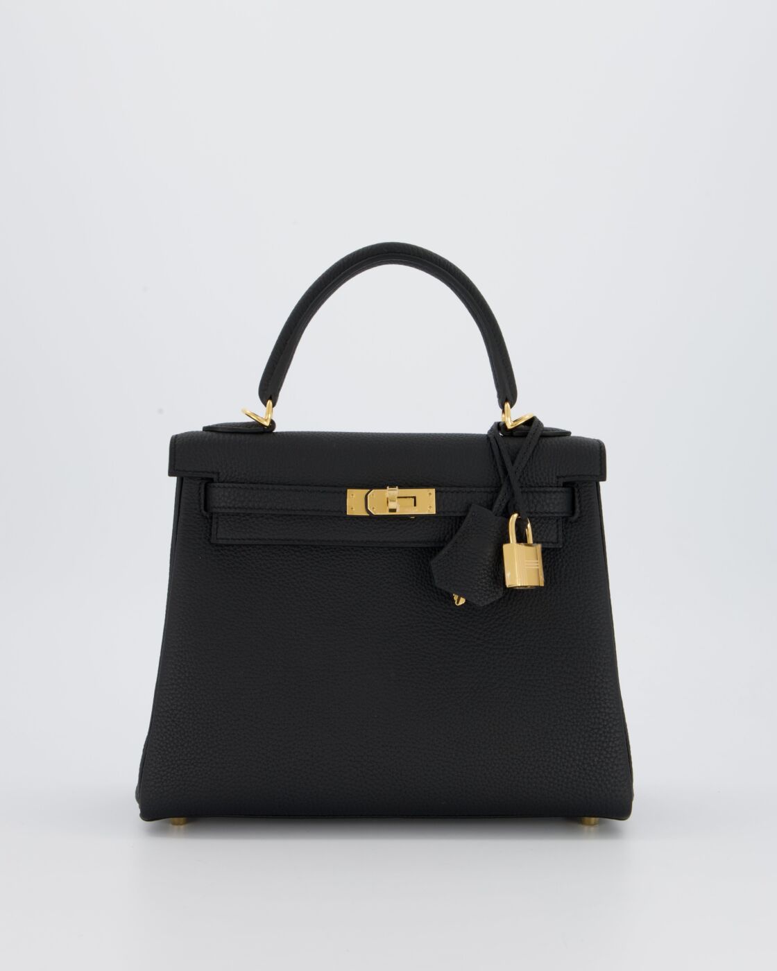 Hermes Kelly 25 Retourne Bag in Noir Togo Leather and Gold Hardware