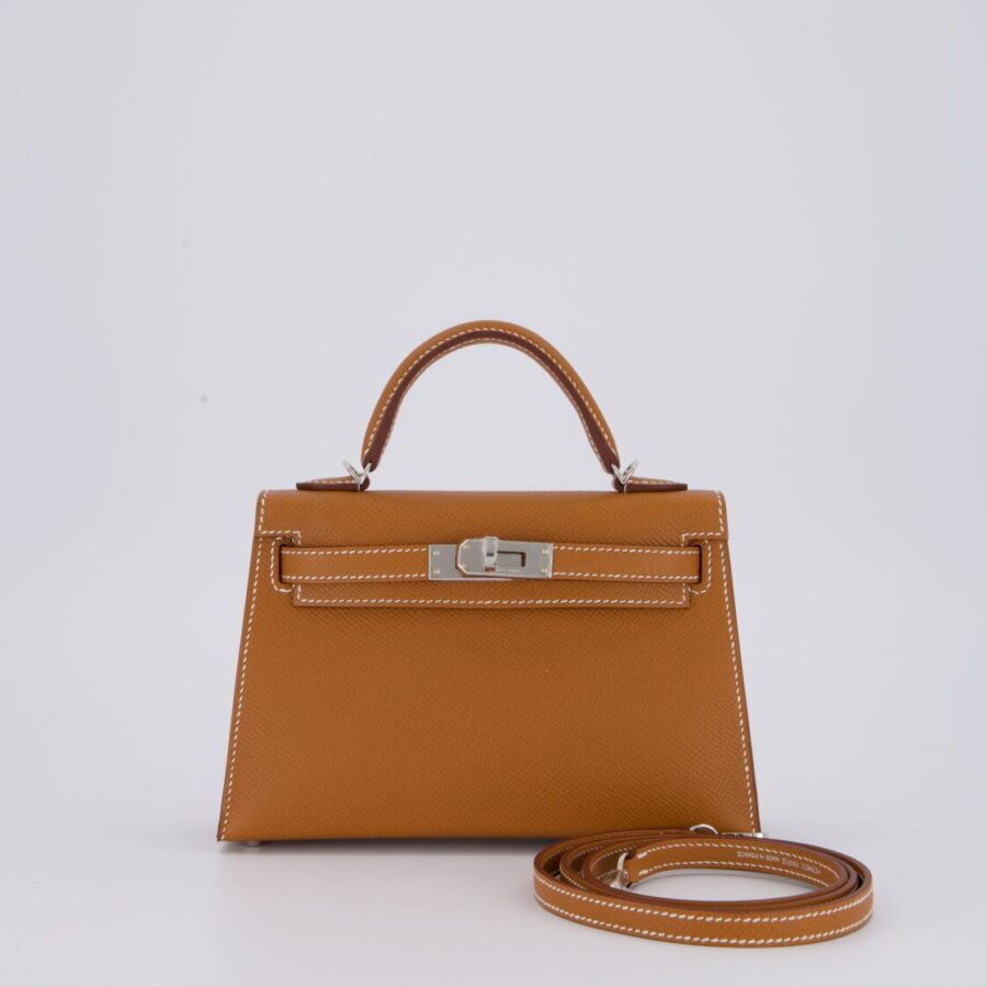 *NEW STAMP* Hermes Mini Kelly II 20 Bag in Gold Epsom Leather with Palladium Hardware | Studio Nafay