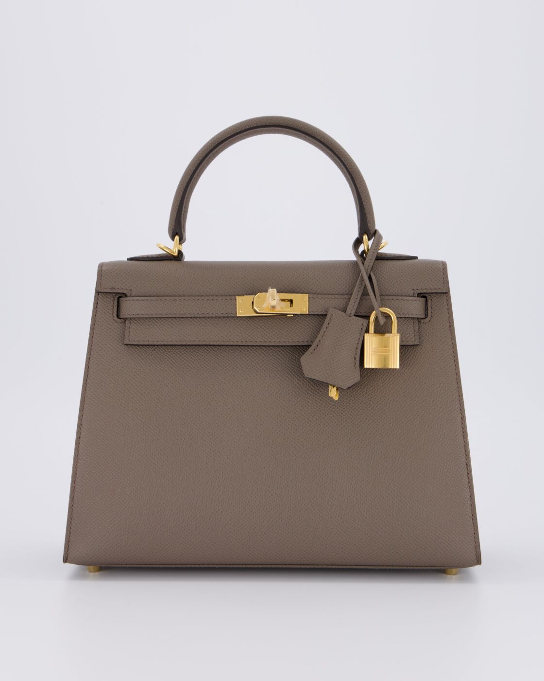 *raro* Borsa Hermes Kelly 25 Sellier in Pelle Epsom Gris Etain con...