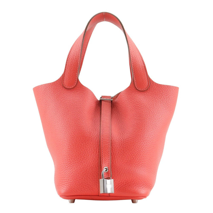HERMES Handbag Taurillon Clemence Pink/Silver Metal Picotan Rock 18 PM Women | Studio Nafay