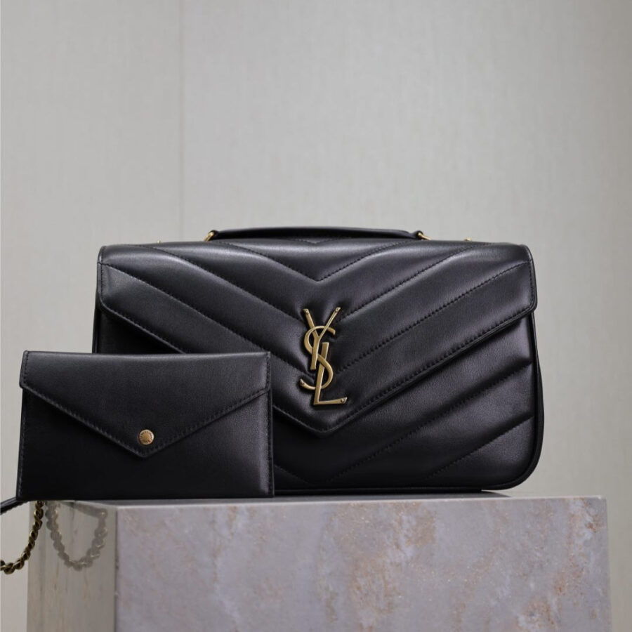 LOULOU MEDIUM 29 IN BLACK SHEEPSKIN GOLD HARDWARE | Studio Nafay