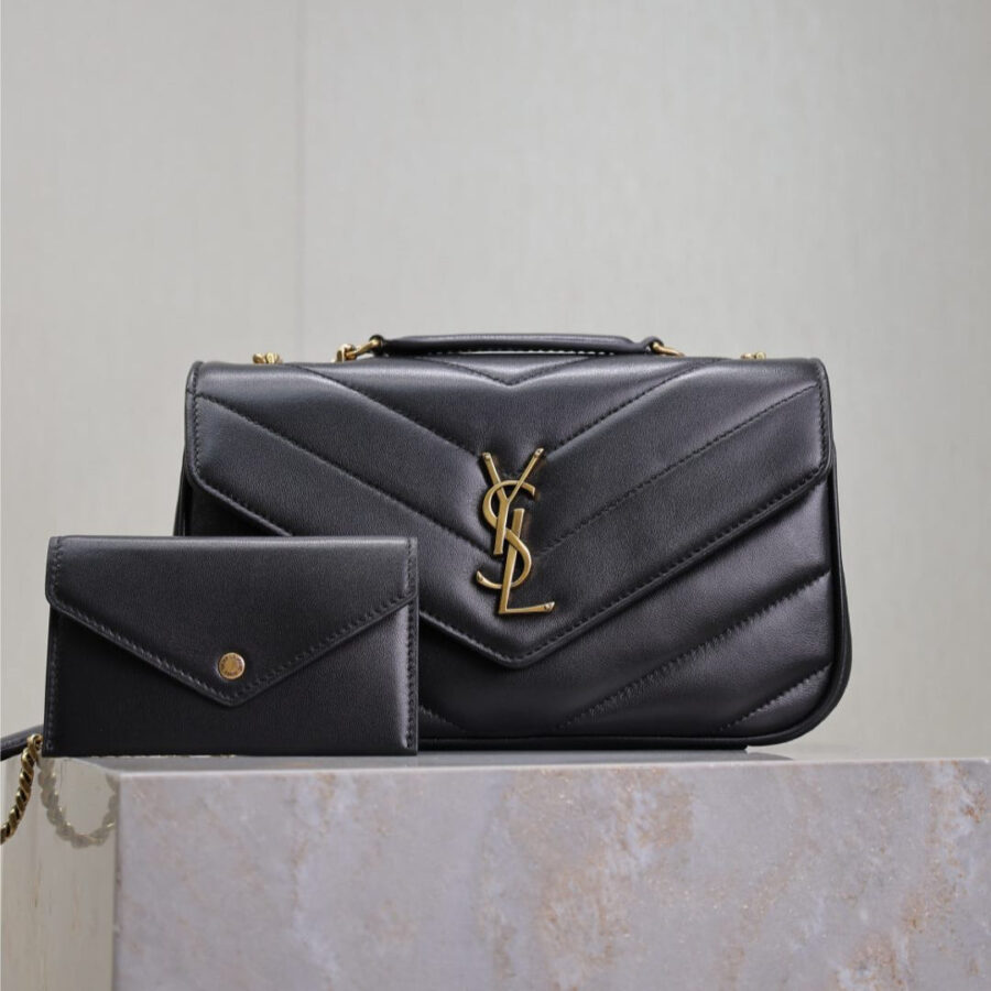 LOULOU SMALL 24 IN BLACK SHEEPSKIN GOLD HARDWARE | Studio Nafay