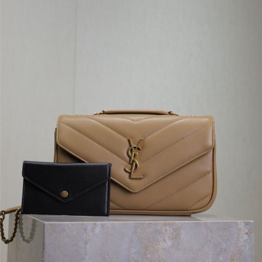 LOULOU SMALL 24 IN MILK TEA SHEEPSKIN GOLD HARDWARE | Studio Nafay