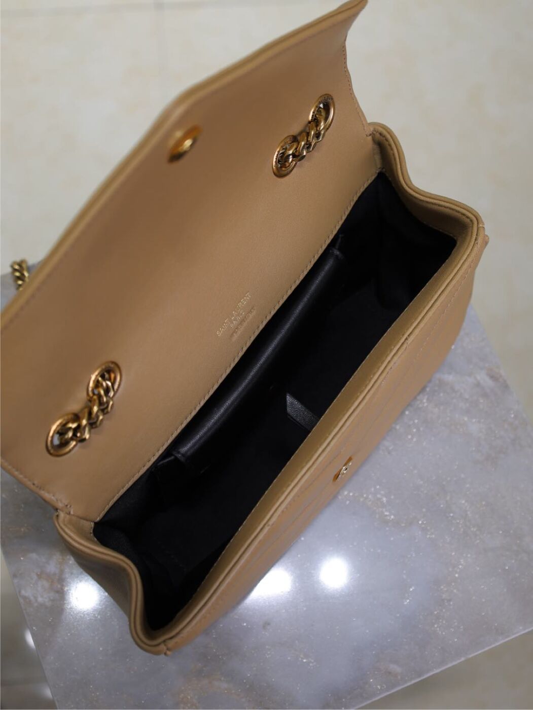 LOULOU SMALL 24 IN MILK TEA SHEEPSKIN GOLD HARDWARE