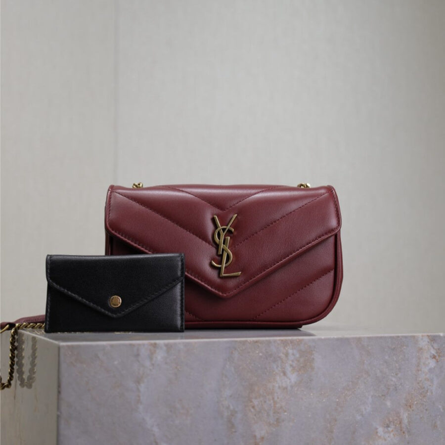 LOULOU MINI 20 IN BURGUNDY RED SHEEPSKIN GOLD HARDWARE | Studio Nafay