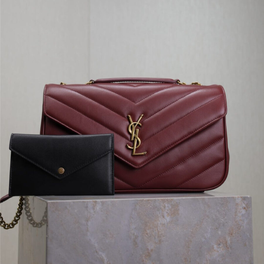 LOULOU MEDIUM 29 IN BURGUNDY RED SHEEPSKIN GOLD HARDWARE | Studio Nafay