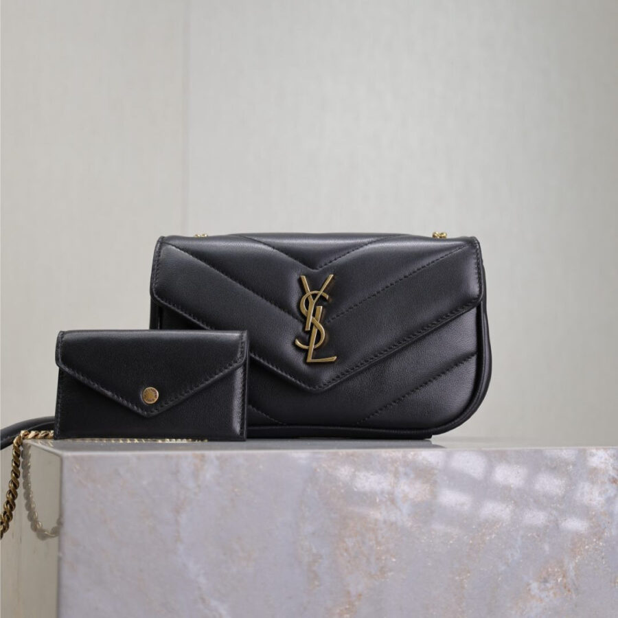 LOULOU MINI 20 IN BLACK SHEEPSKIN GOLD HARDWARE | Studio Nafay