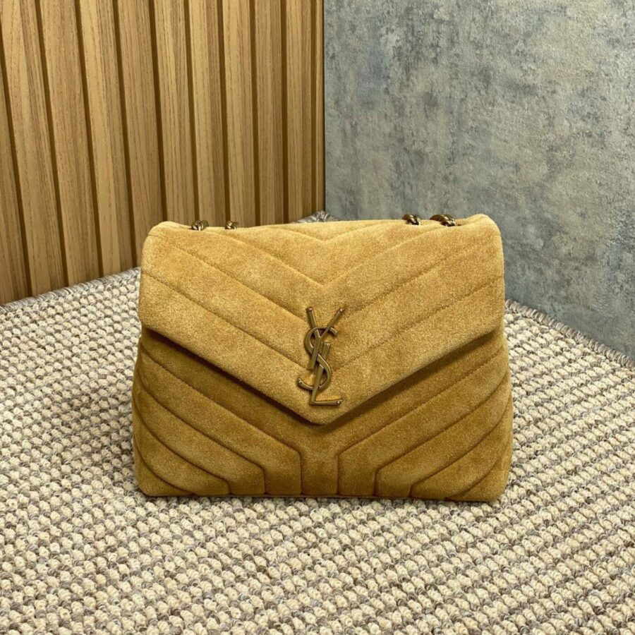 LOULOU SMALL 25 IN PEANUT BROWN SUEDE COPPER HARDWARE | Studio Nafay