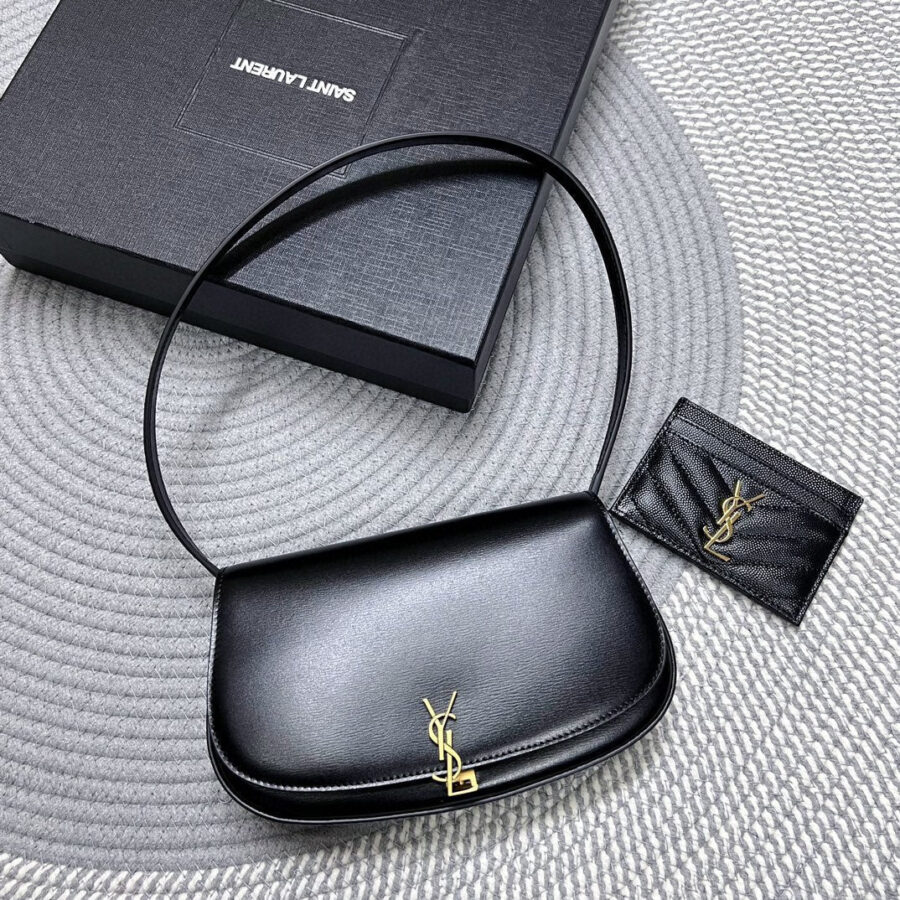 VOLTAIRE IN BOX 21 IN BLACK CALFSKIN GOLD LOGO | Studio Nafay