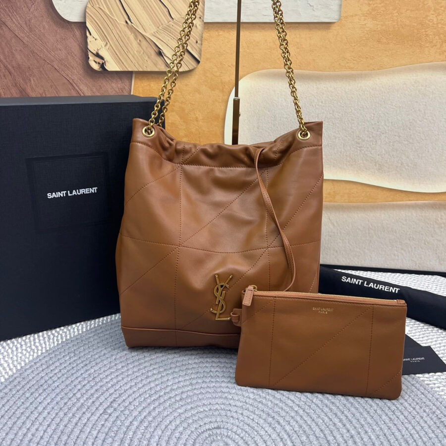 JAMIE POCHON 33 IN BRONZE BROWN LAMBSKIN GOLD HARDWARE | Studio Nafay