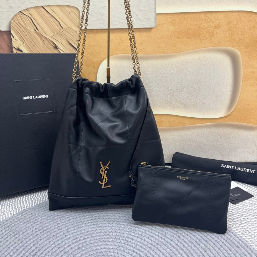 JAMIE POCHON 38 IN BLACK LAMBSKIN GOLD HARDWARE | Studio Nafay