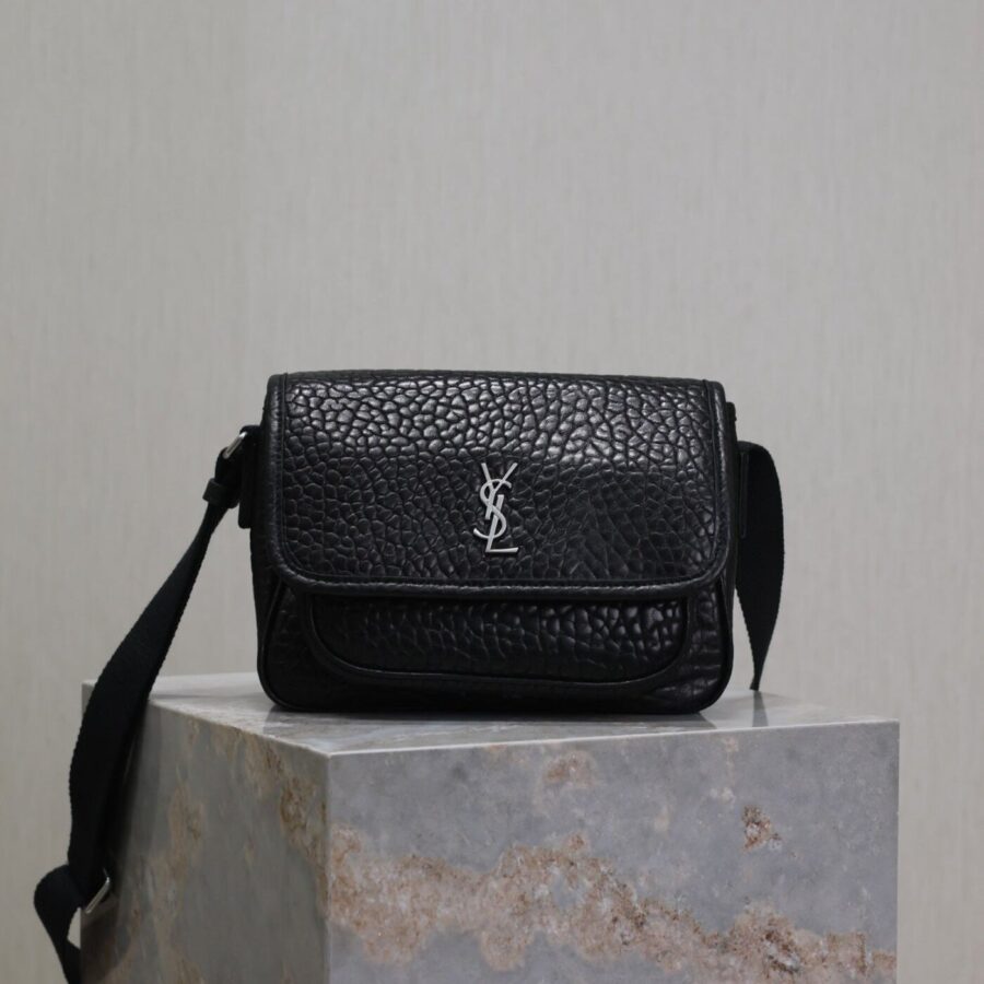 NIKI BABY 22 IN BLACK ELEPHANT PATTERN LAMBSKIN SILVER LOGO | Studio Nafay