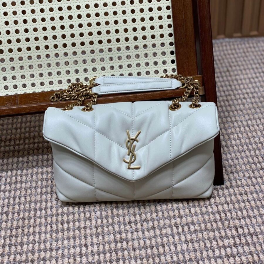 PUFFER TOY 23 IN WHITE LAMBSKIN GOLD HARDWARE | Studio Nafay