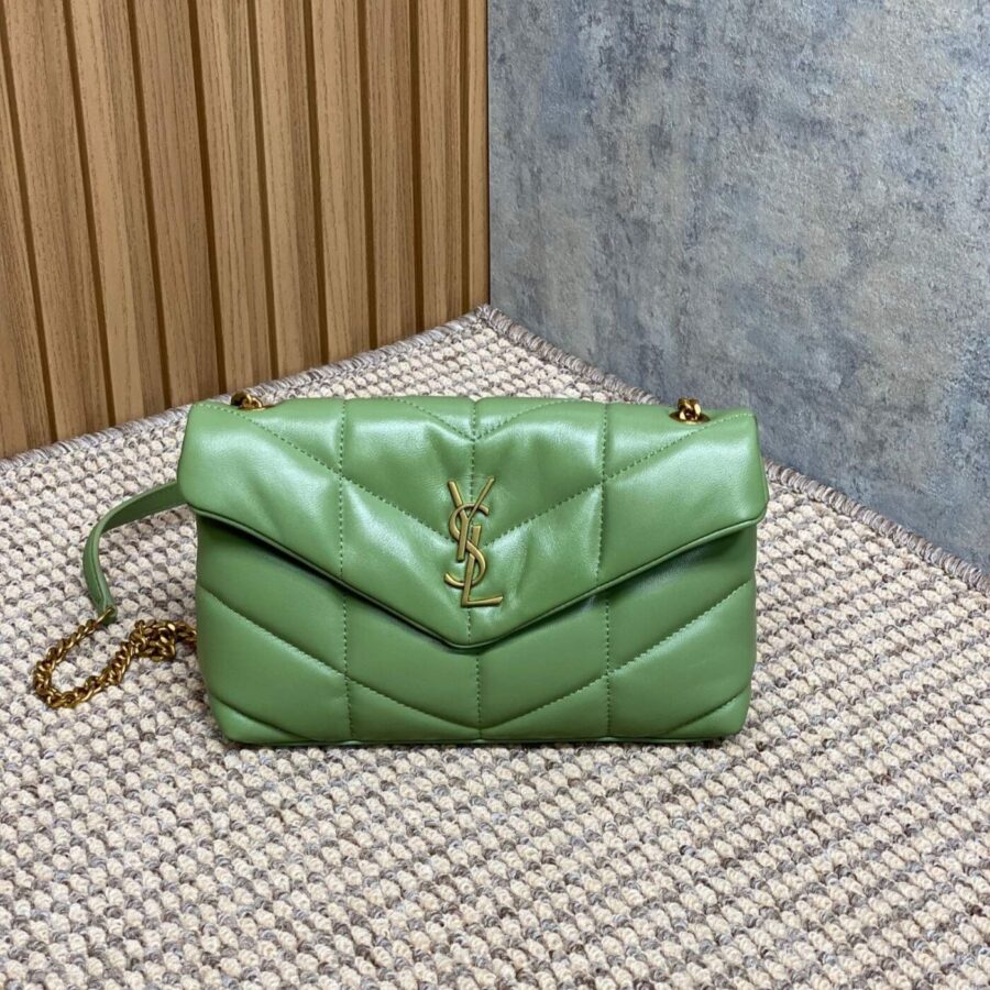 PUFFER TOY 23 IN FERN GREEN LAMBSKIN GOLD HARDWARE | Studio Nafay
