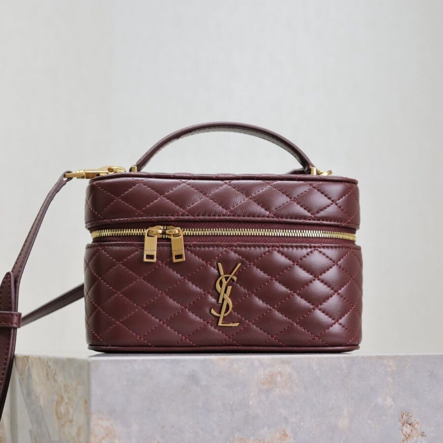 GABY MINI VANITY 18 IN AUBURN RED LAMBSKIN GOLD HARDWARE | Studio Nafay